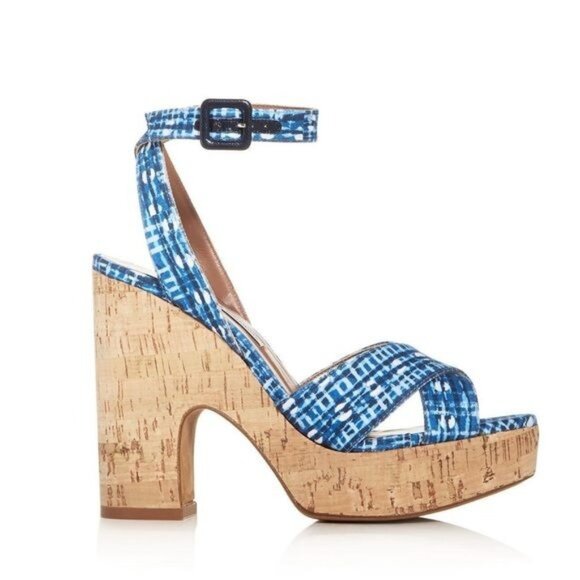 TABITHA SIMMONS Elena Crisscross Platform Wedge Sandals in Blue Size 39.5 / US 9 - Picture 2 of 14
